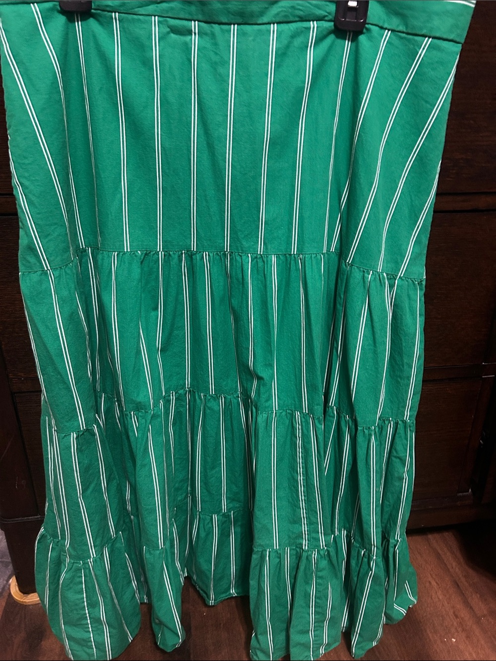 ASOS Emerald Green and White Striped Maxi Skirt